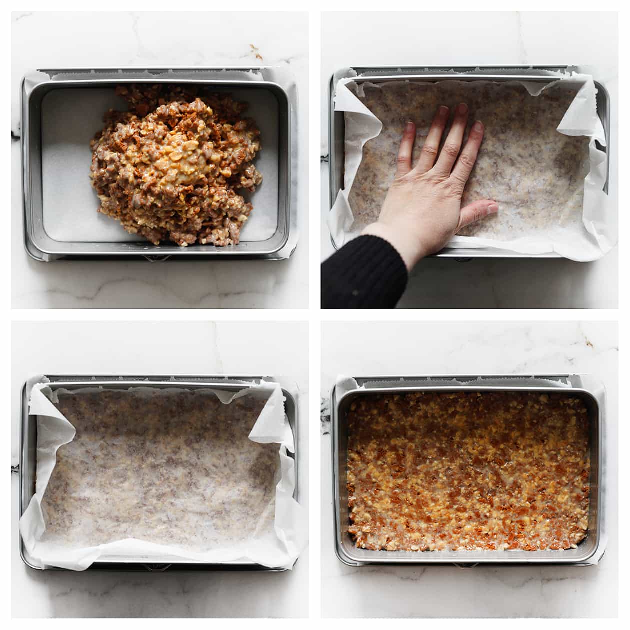 Koekjesmengsel verdelen over een bakvorm