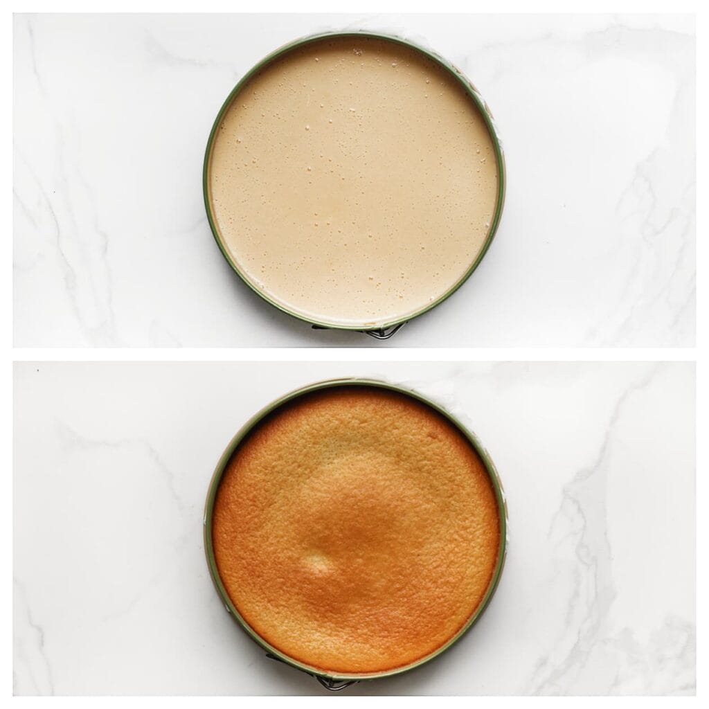 Plaats de cake terug in de voorverwarmde oven op 175 ℃ en bak 25-30 minuten. Laat de cake volledig afkoelen.