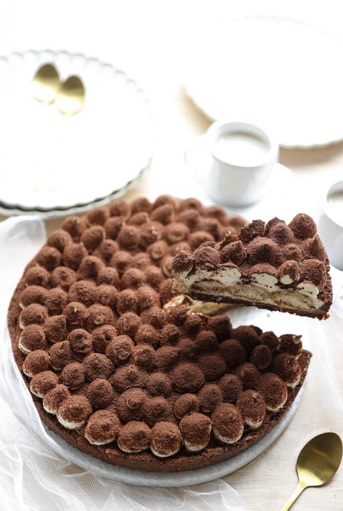 Chocolade Tiramisu Taart eindresultaat Kookmutsjes