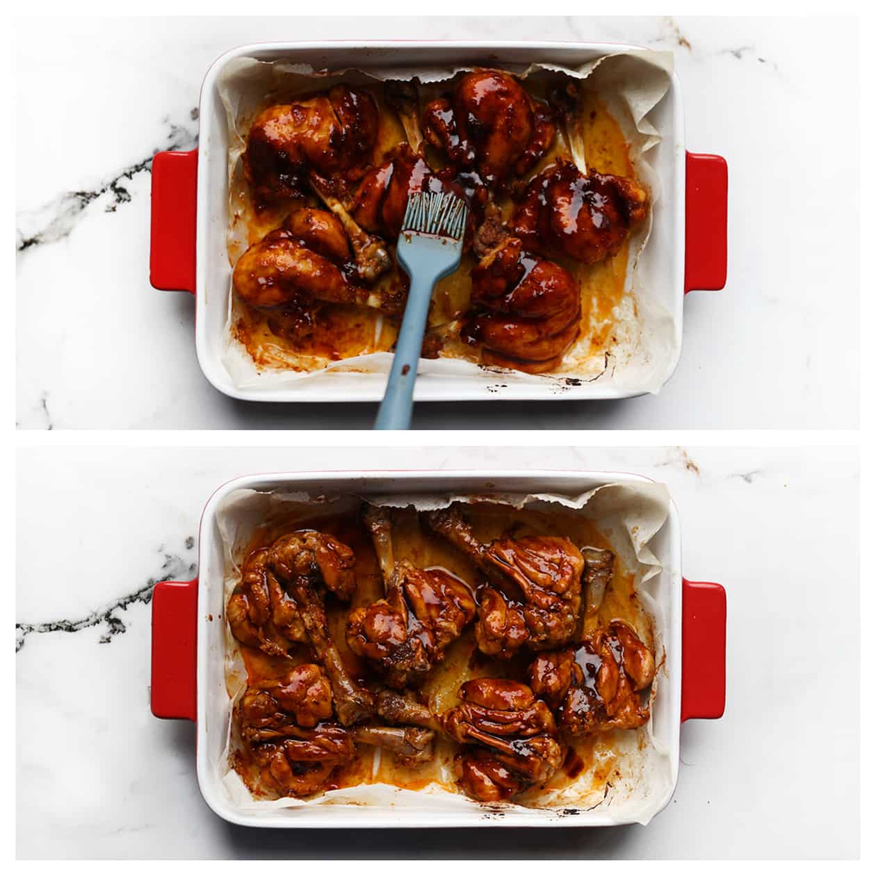 Kip insmeren met de sticky saus