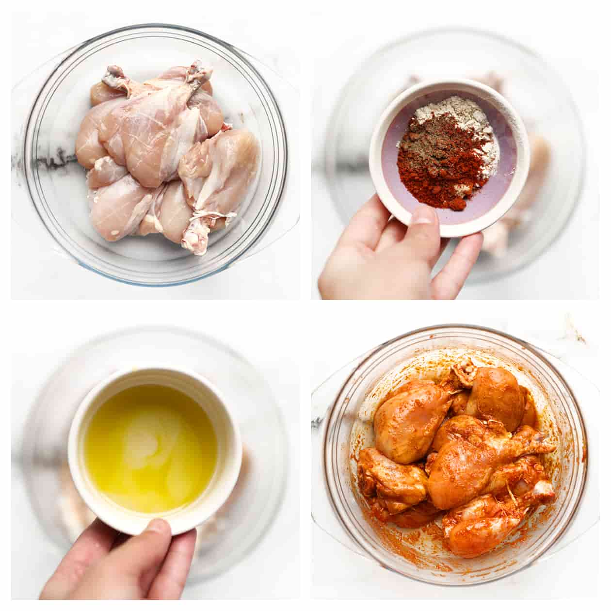 Kip marineren in een diepe kom