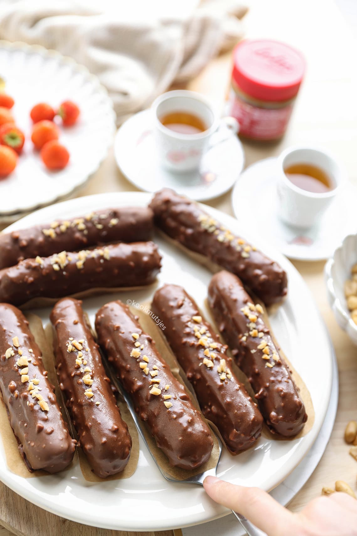 Pinda-chocolade cheesecakes eindresultaat Kookmutsjes