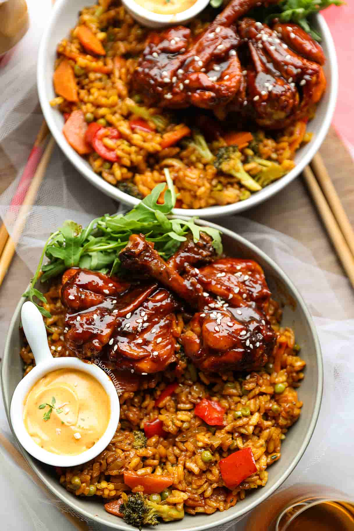 Rijst met sticky kip eindresultaat Kookmutsjes