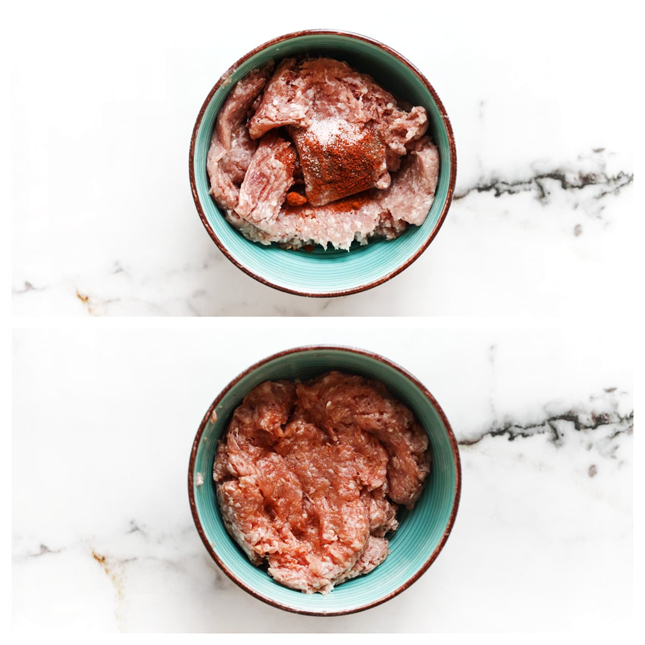 Gehakt mengen in een kom