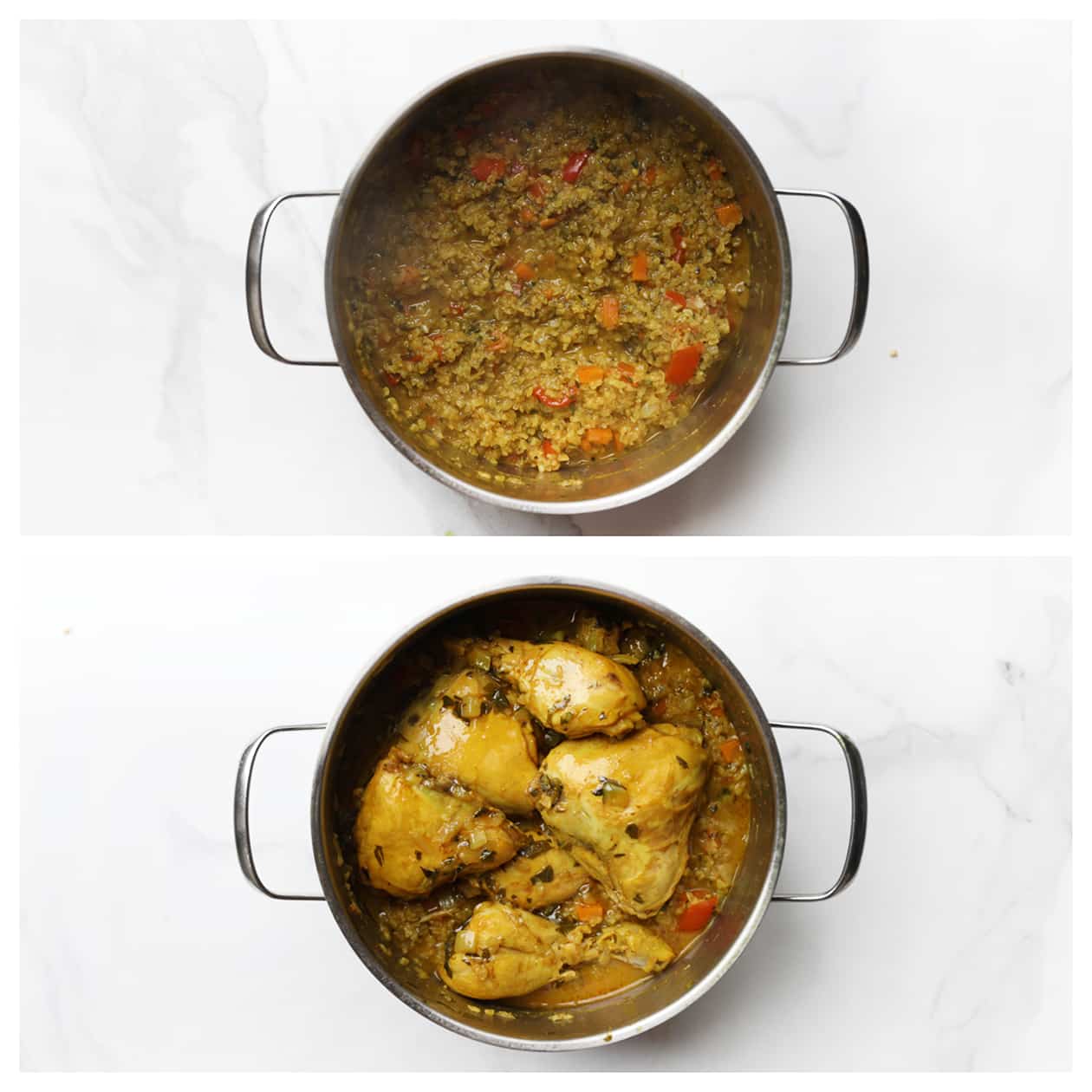 Kip toevoegen aan de bulgur