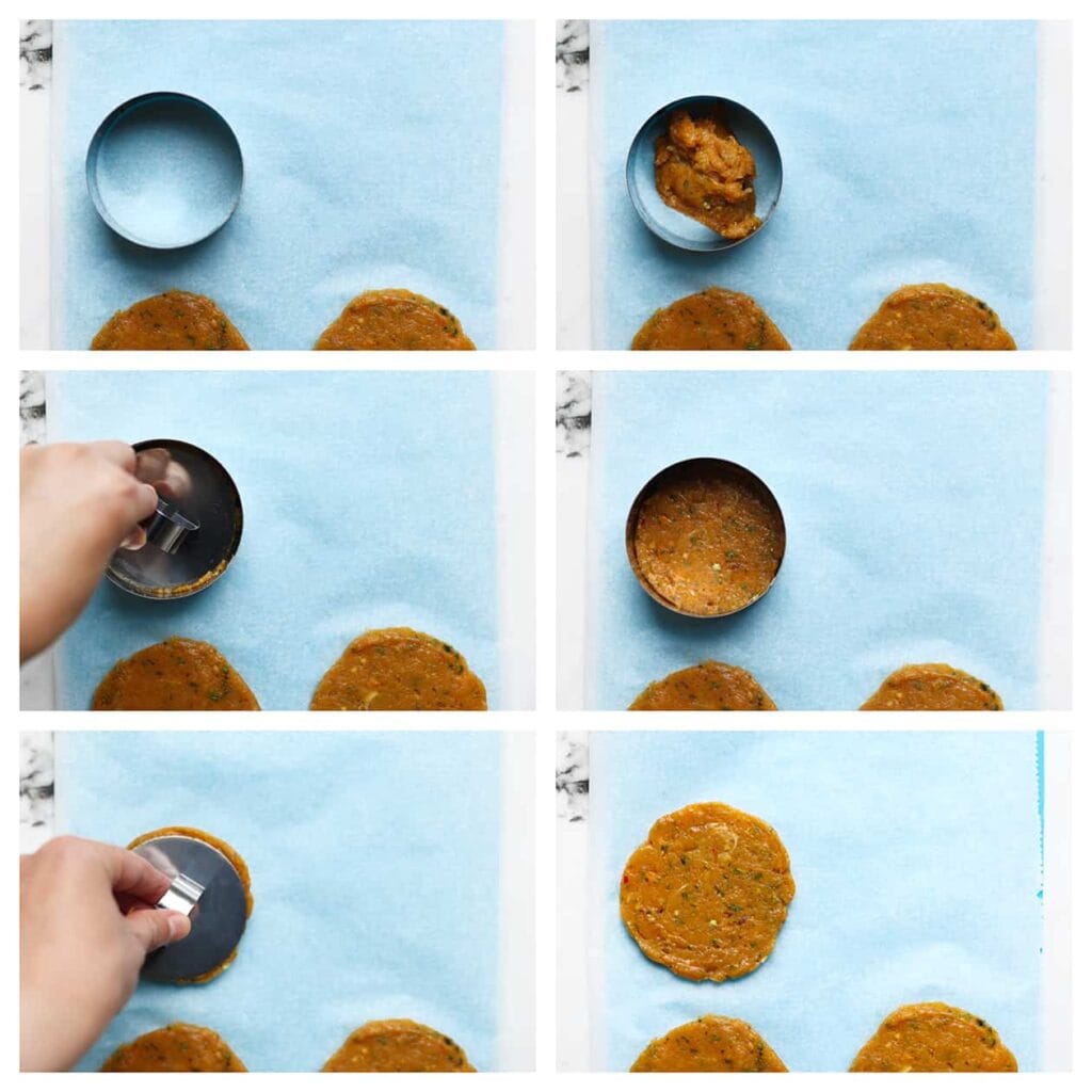 Neem 10 gram kipgehakt per burger en druk dit goed plat. Herhaal deze werkwijze en leg de burgers even in de vriezer.