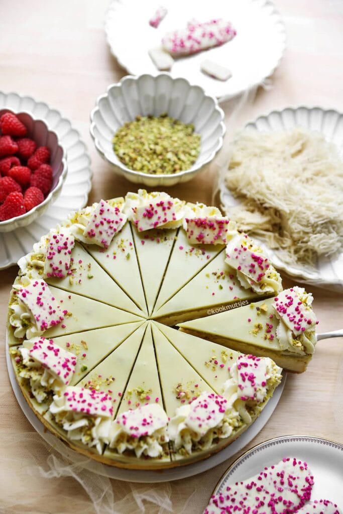 Pistache katayef cheesecake eindresultaat Kookmutsjes