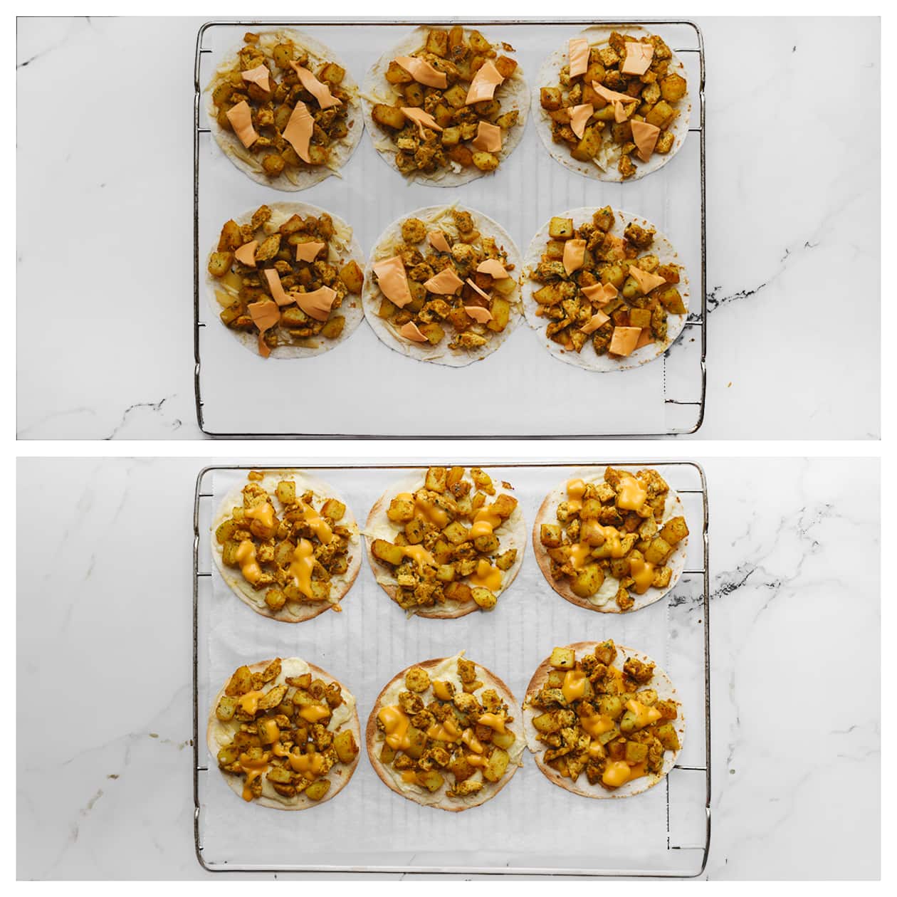 Wraps met kipmengsel bakken in de oven