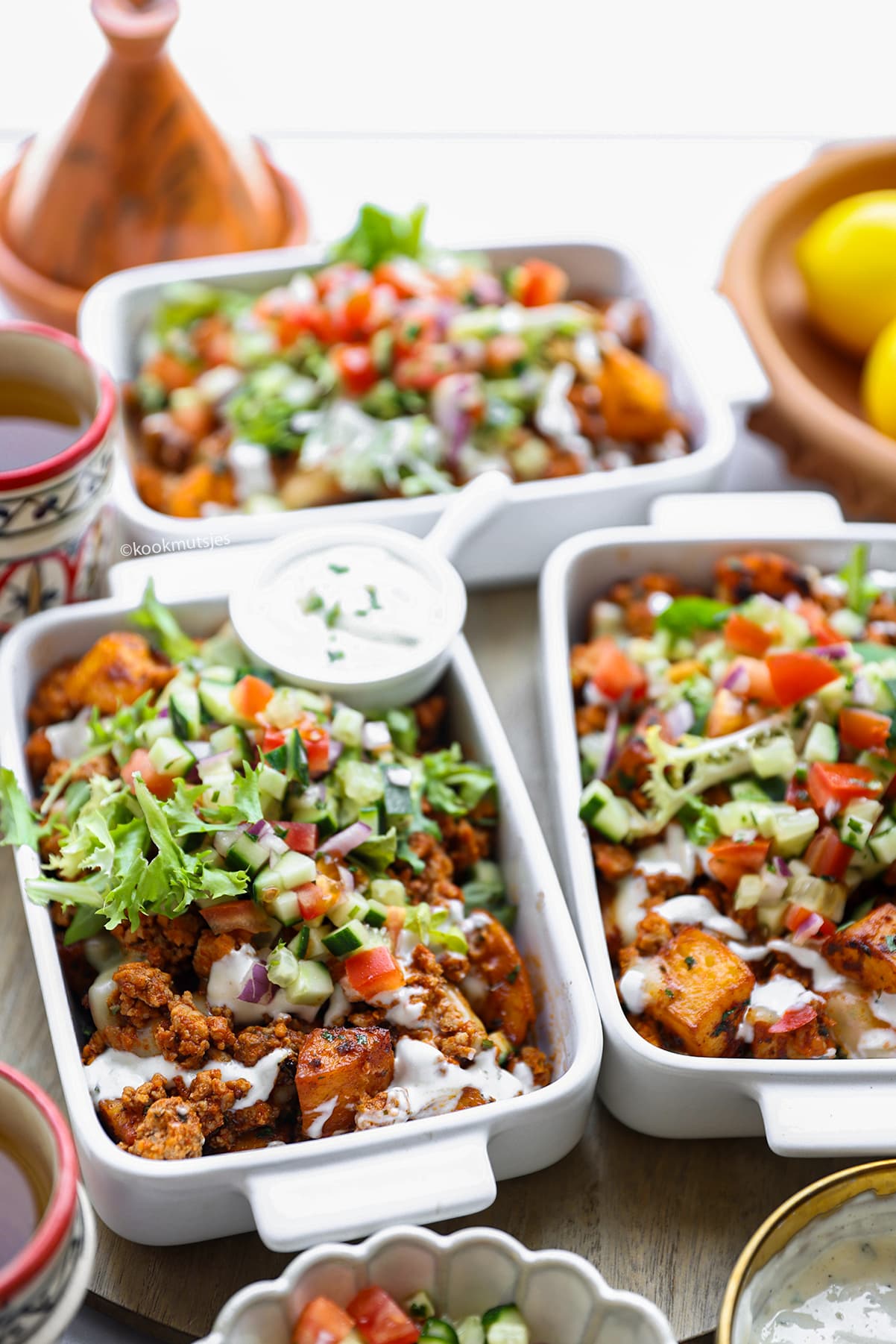 Batata Harra met Gehakt eindresultaat Kookmutsjes