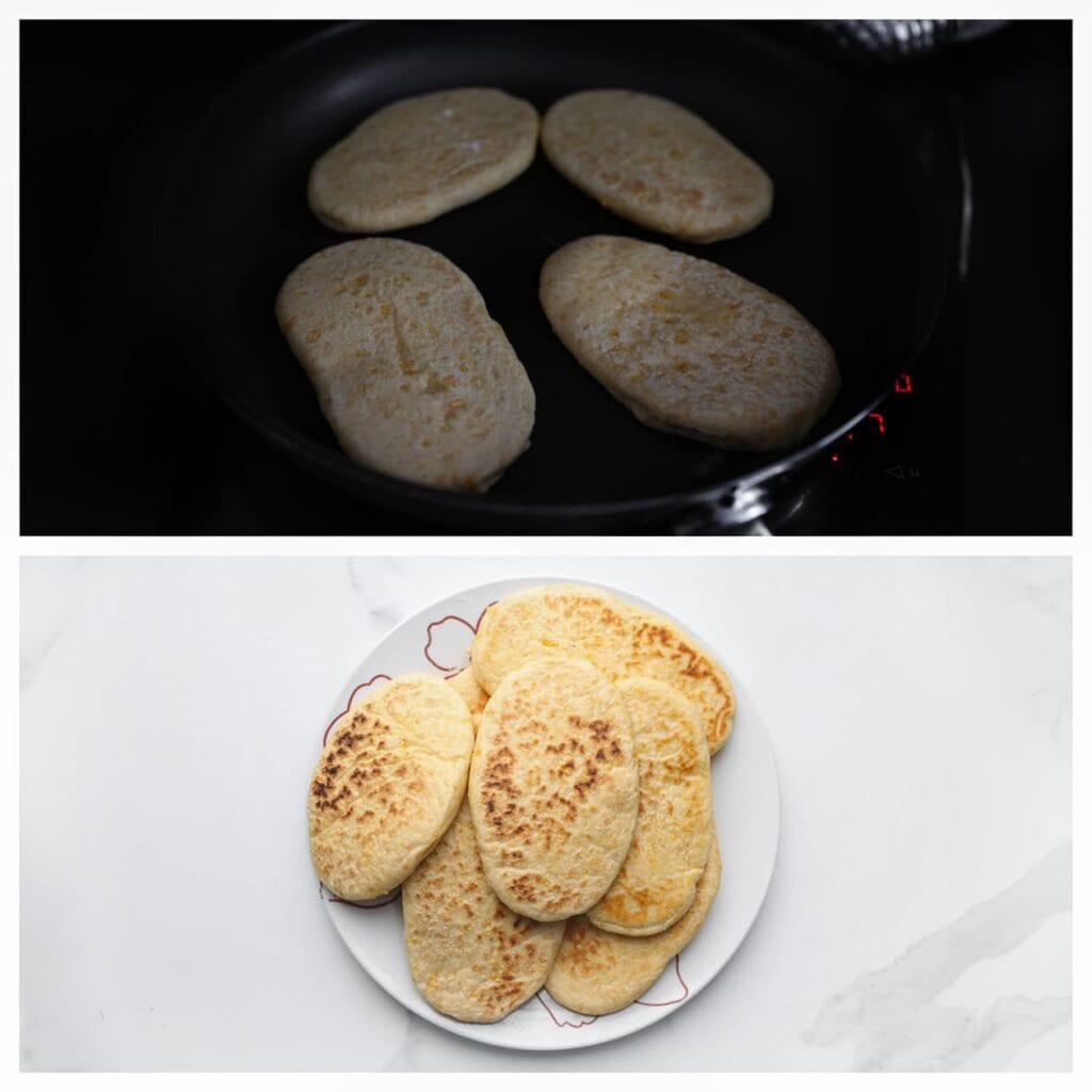 Verhit een koekenpan met een dikke bodem op middelhoog vuur. Bak de broodjes aan elke kant enkele minuten tot ze goudbruin zijn.