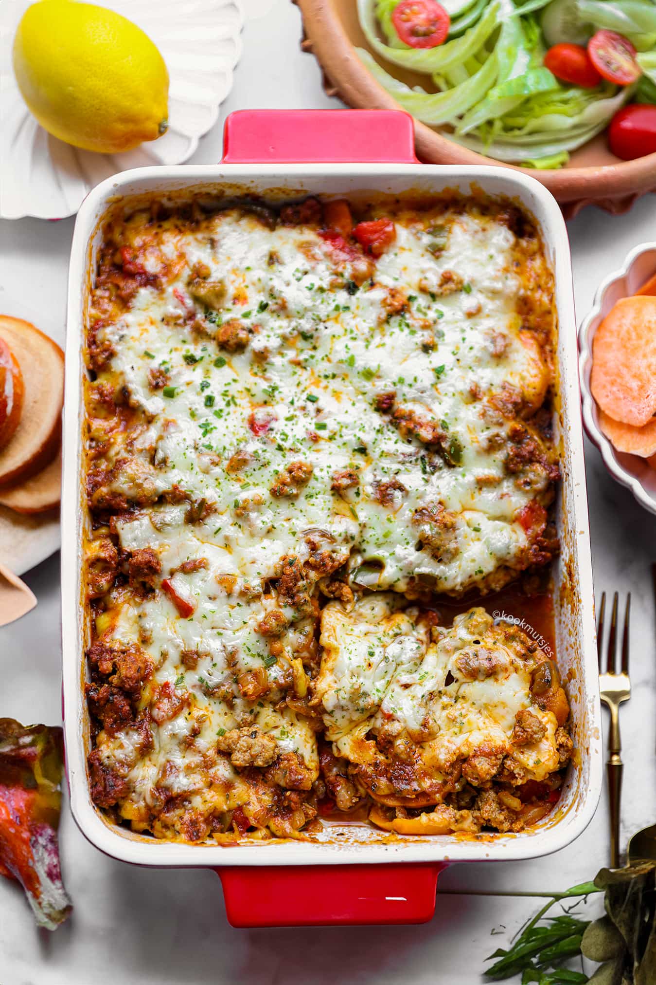 Zoete Aardappelschotel met Gehakt eindresultaat Kookmutsjes