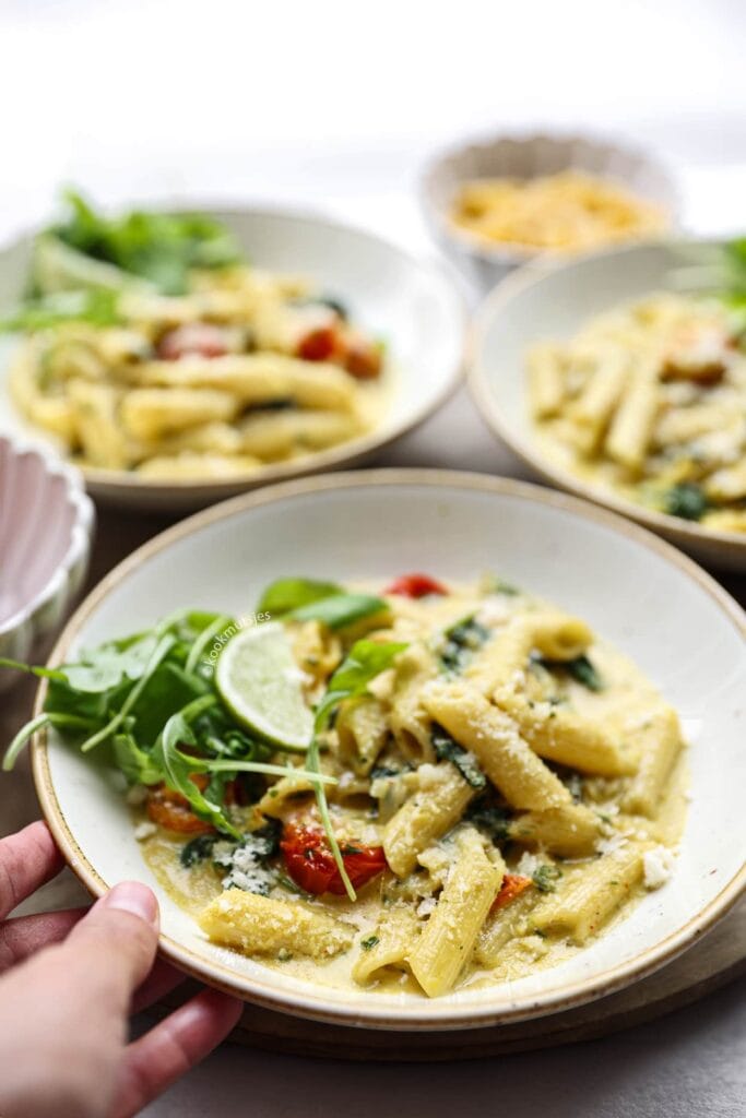Penne Veggie in Romige Saus eindresultaat Kookmutsjes