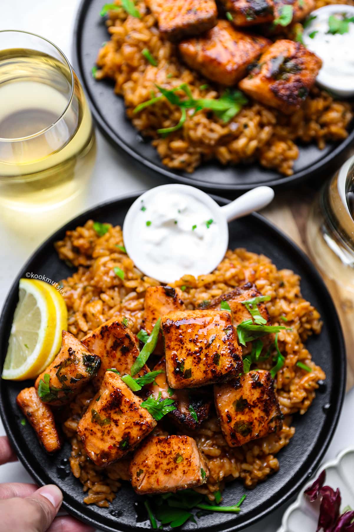 Tomaten Risotto met Zalm eindresultaat Kookmutsjes