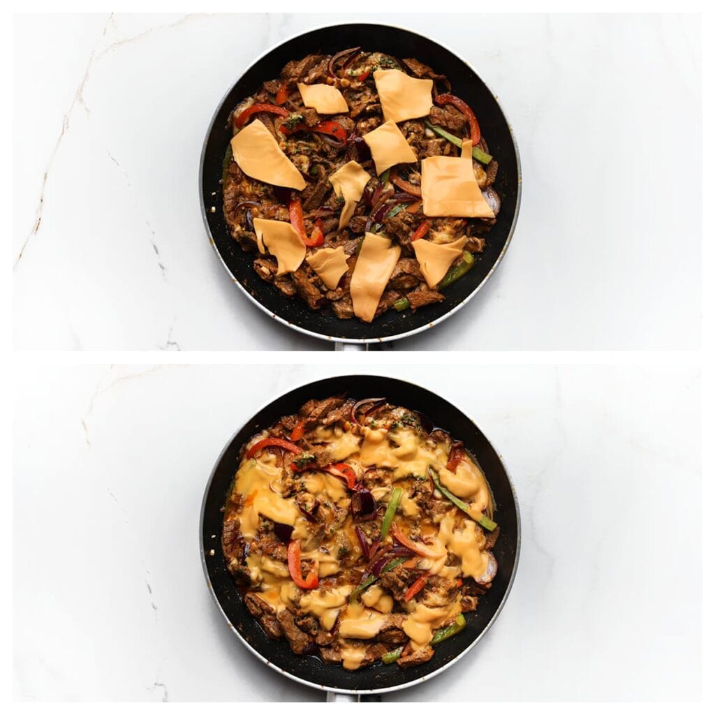 Optioneel: voeg een plakje cheddar kaas toe voor extra smaak en laat het smelten.