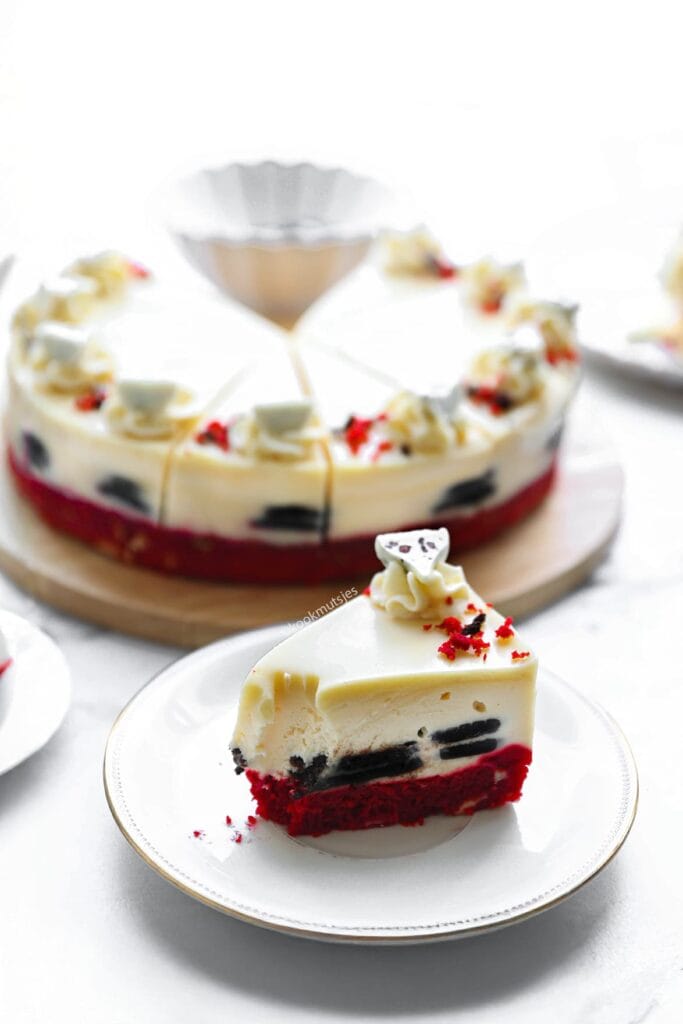 Red velvet Cheesecake eindresultaat van Kookmutsjes