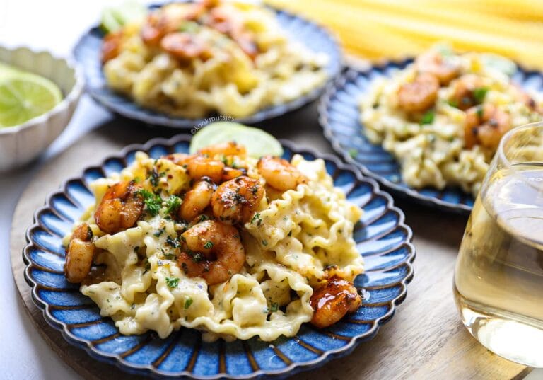 Mafaldine met Garnalen in Roomsaus