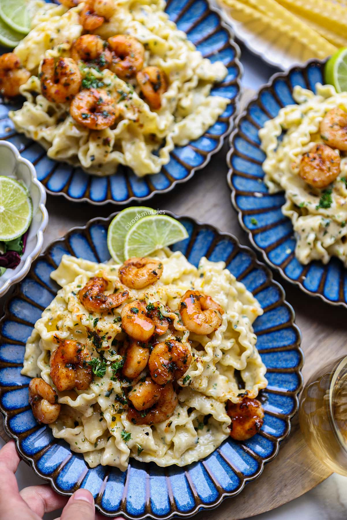 Romige Mafaldine met Garnalen eindresultaat Kookmutsjes