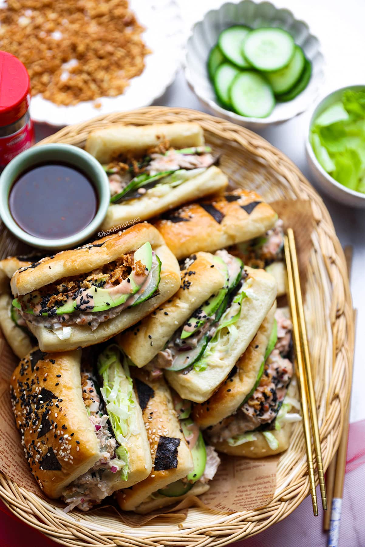 Sushibroodjes met Tonijnsalade eindresultaat Kookmutsjes