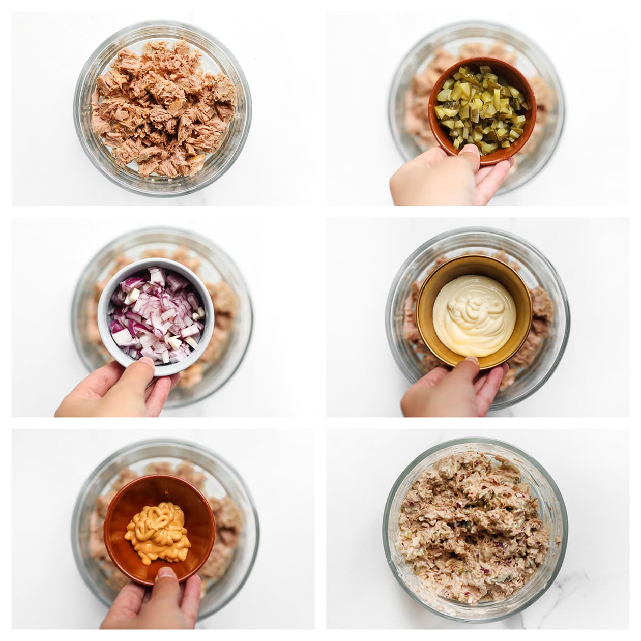 Tonijnsalade mengen in een kom