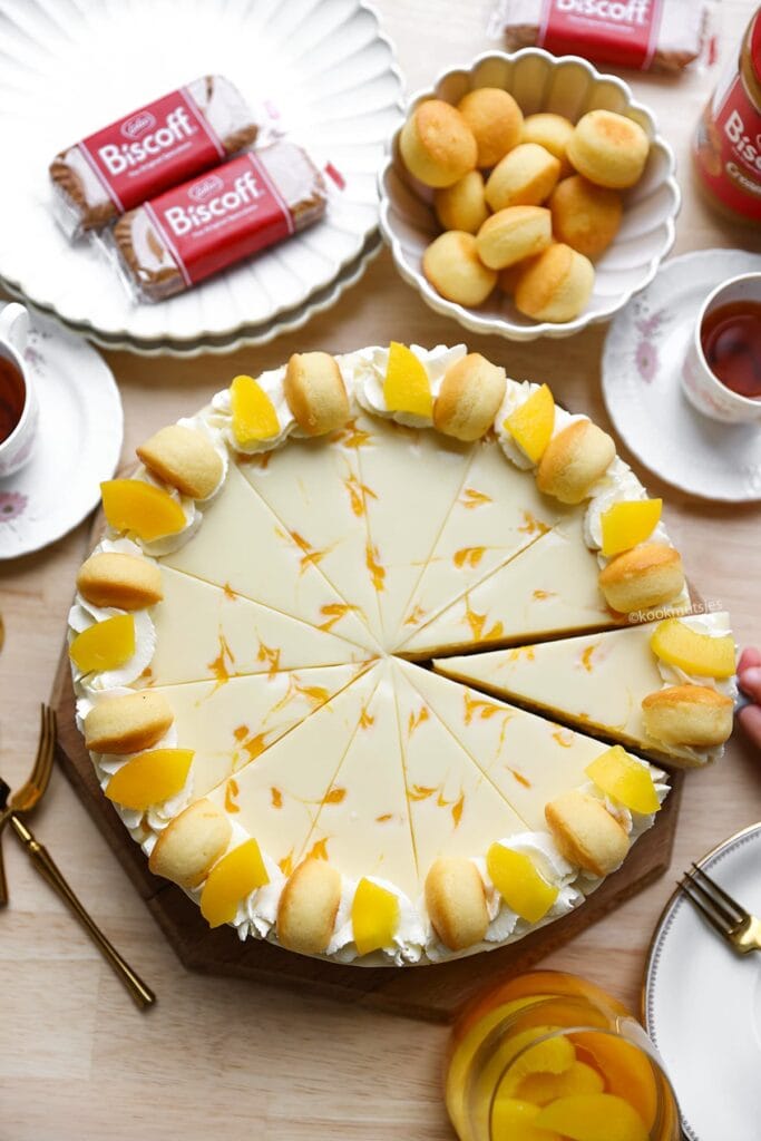 Perzik Cheesecake eindresultaat Kookmutsjes