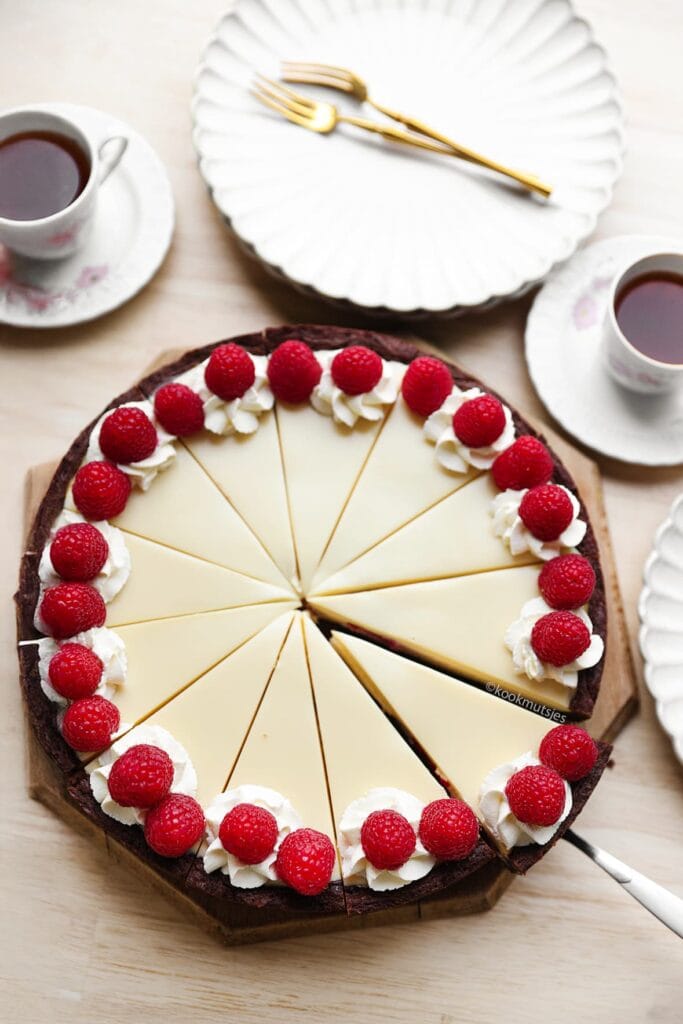 Brownie Frambozen Cheesecake eindresultaat Kookmutsjes 