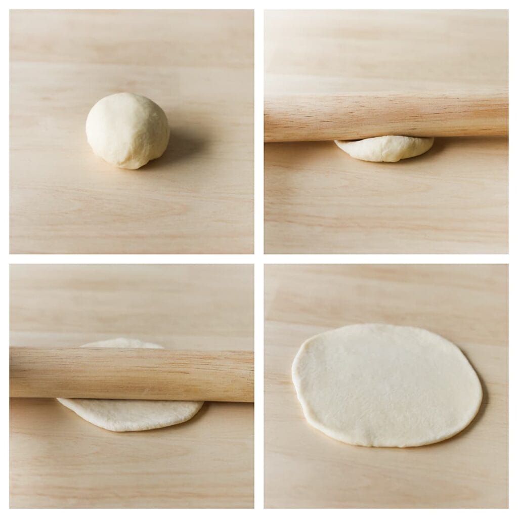 Rol elke bol uit tot een platte cirkel.