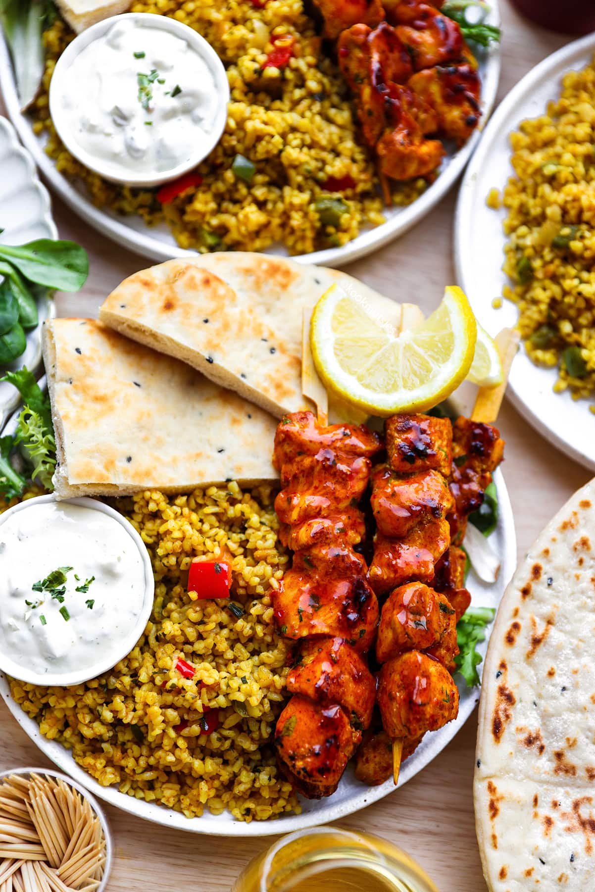 Kipspiesjes met Bulgur en groenten eindresultaat Kookmutsjes