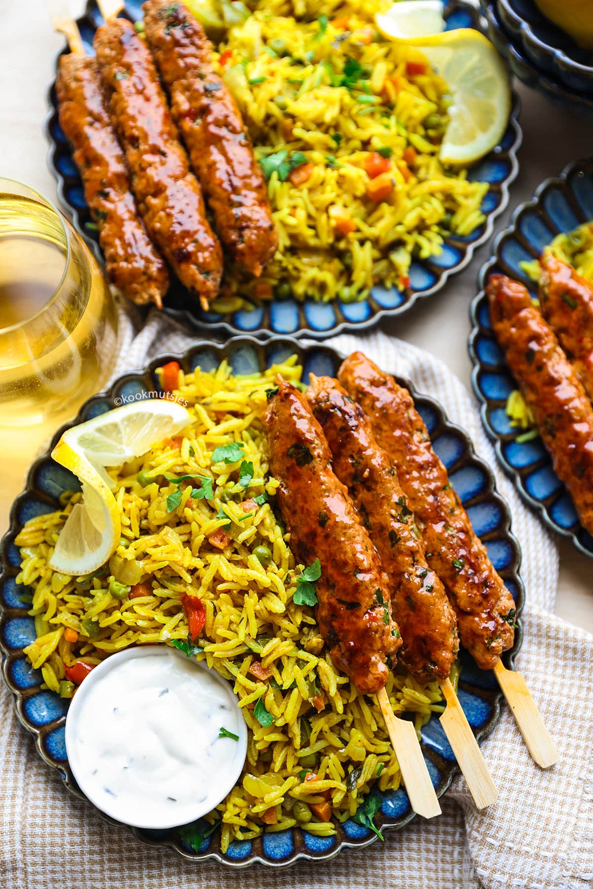 Rijst met Gehaktspiesjes eindresultaat Kookmutsjes