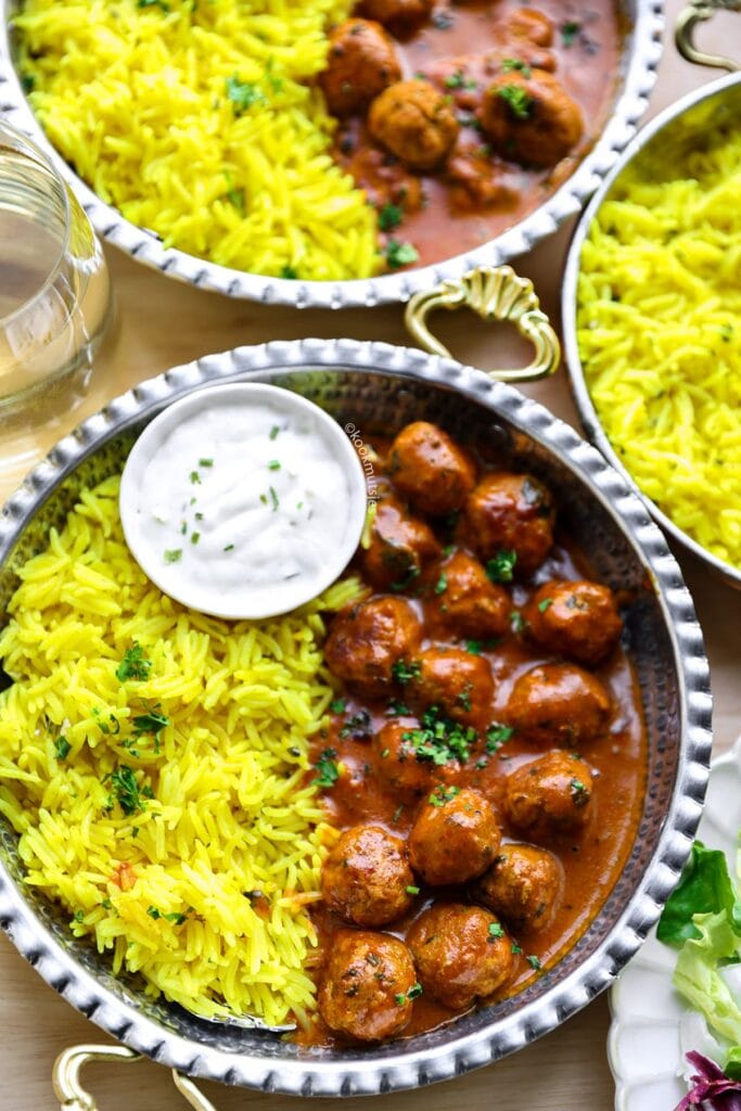 Rijst met gehaktballen eindresultaat Kookmutsjes