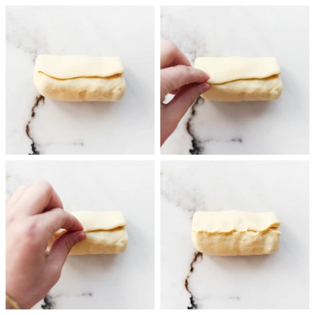 Knijp de randen goed dicht zodat de vulling er niet uitloopt tijdens het bakken.