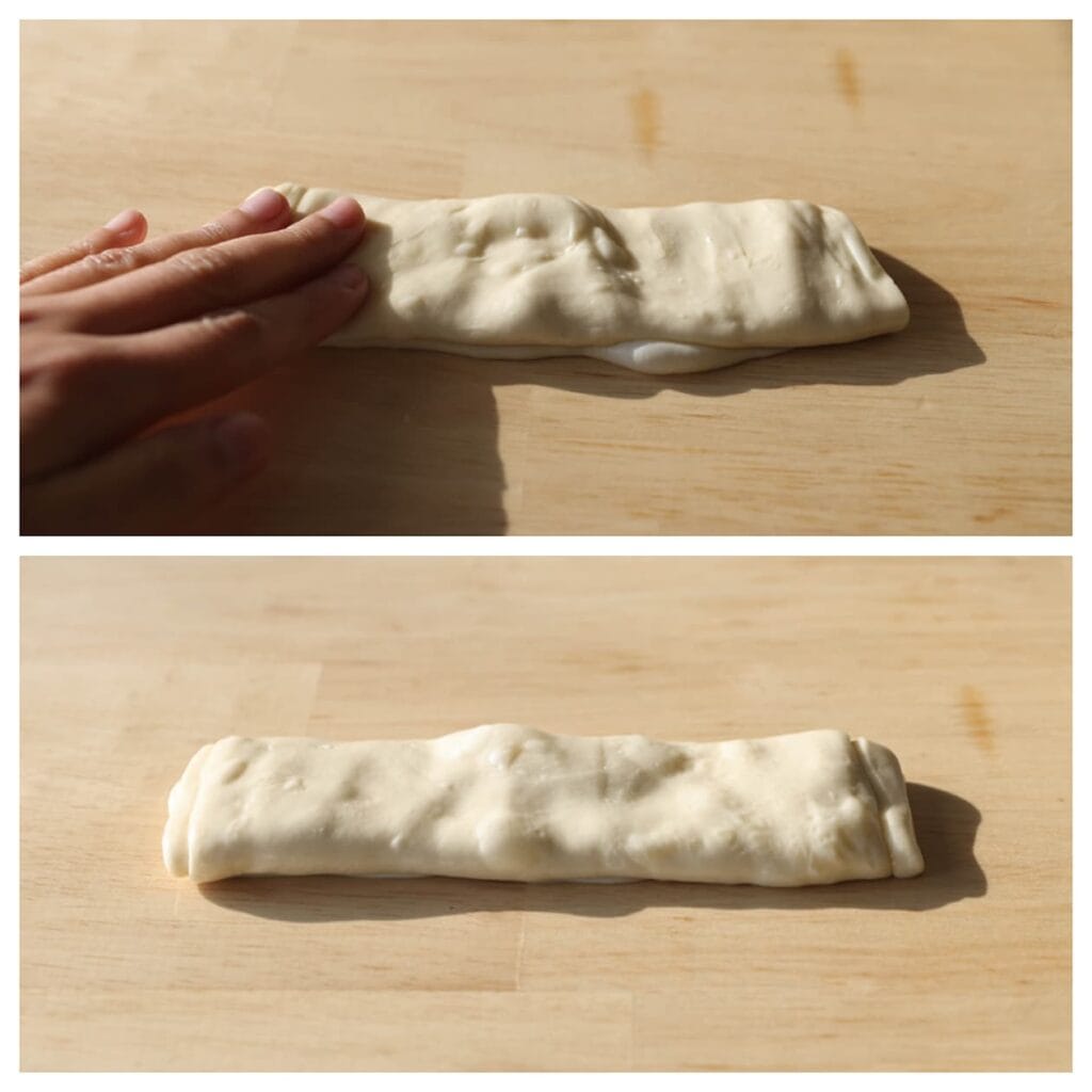 Druk het deeg iets plat.