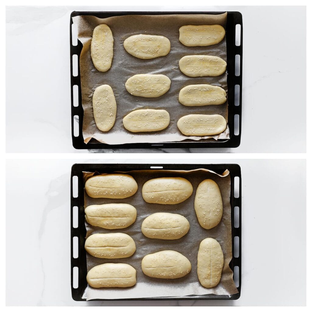 Laat 30 minuten rijzen, of tot ze in omvang zijn verdubbeld.