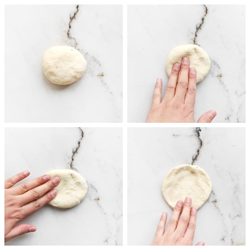 Neem een bol en druk deze plat tot een cirkel.