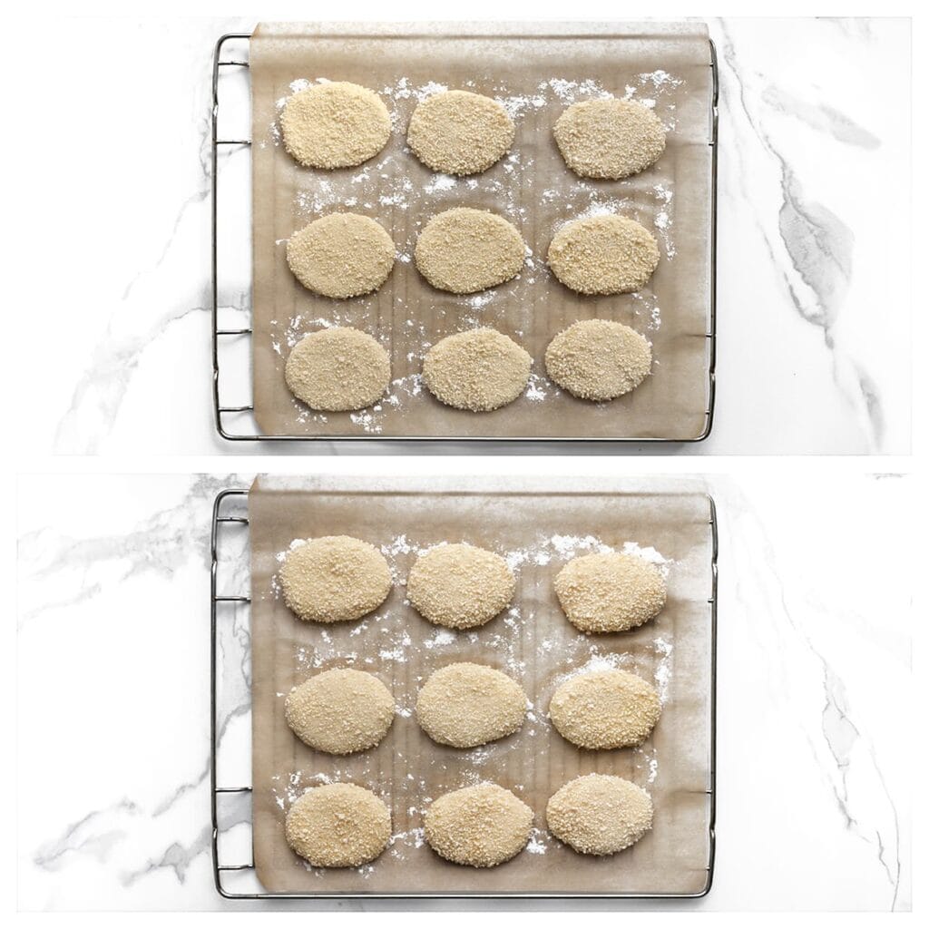 Laat het deeg 30 minuten rijzen op een warme plek, of tot het in omvang is verdubbeld.