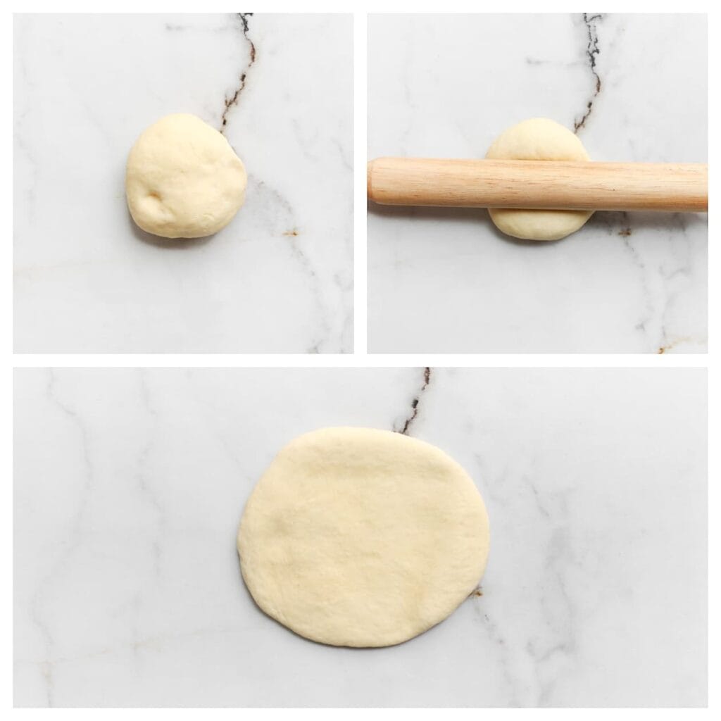 Neem een bol en rol deze uit tot een platte cirkel. 