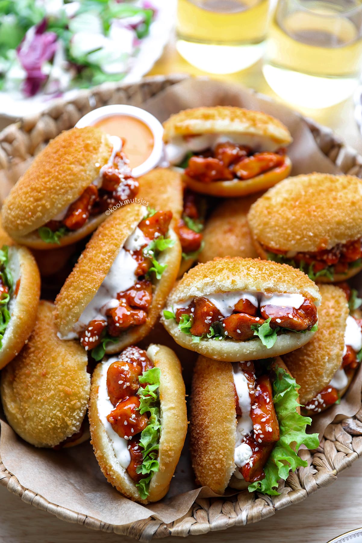 Gebakken Broodjes met Kip in Honingsaus eindresultaat Kookmutsjes