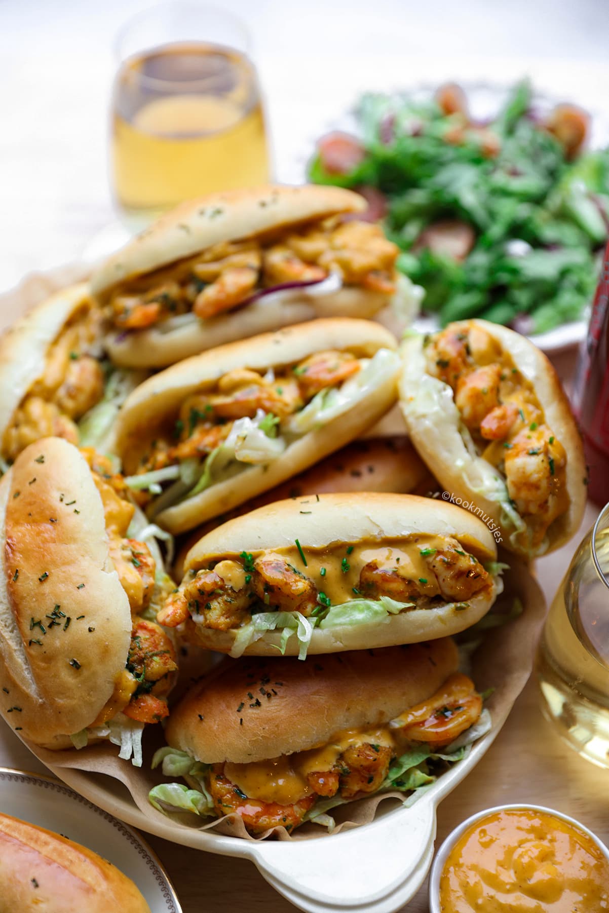 Kruidenroomkaas broodjes met garnalen eindresultaat Kookmutsjes