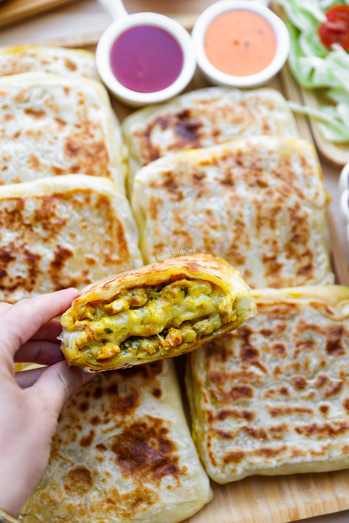 Msmen gevuld met Kip eindresultaat Kookmutsjes