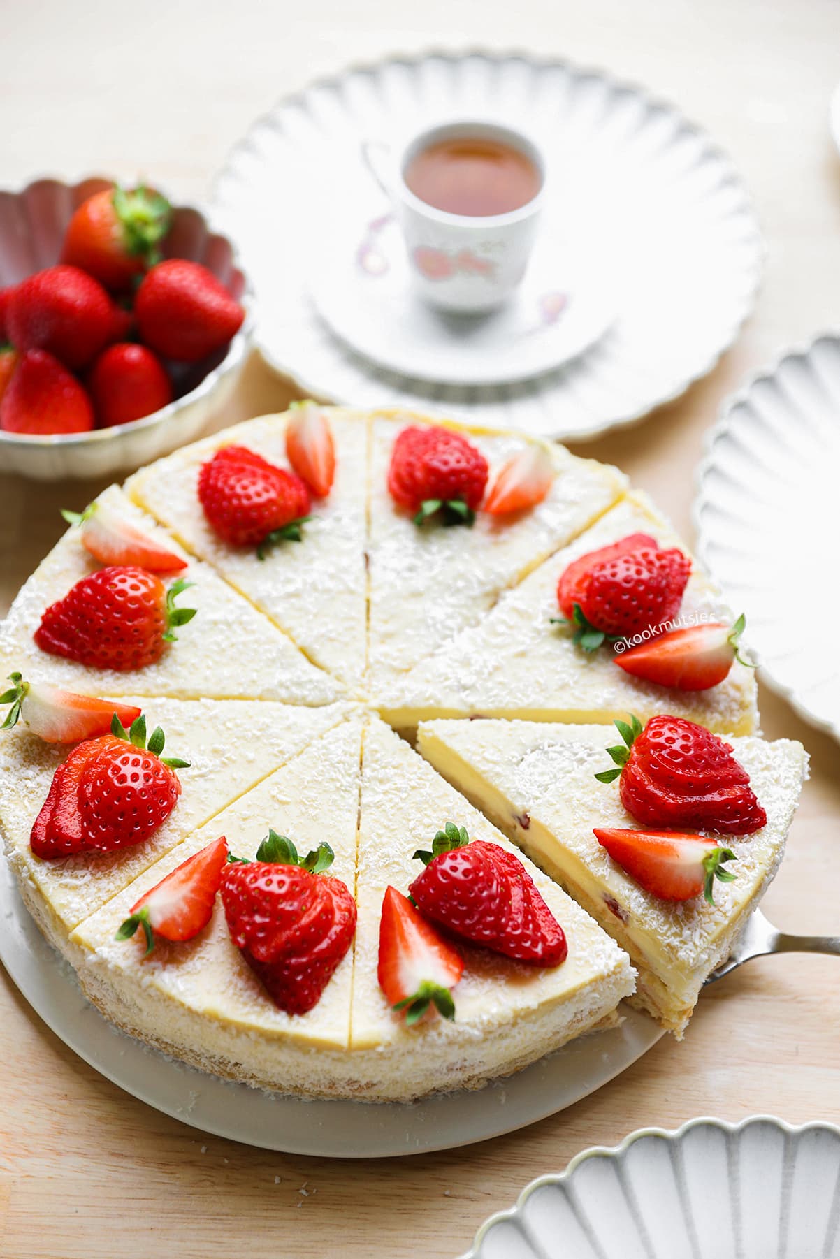 Aardbeien Taart eindresultaat Kookmutsjes