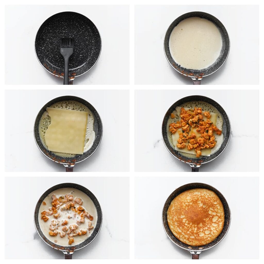 Verhit de olijfolie in een hapjespan op middelhoog vuur. Voeg de stukjes kip, het zout, de ras el hanout, cayennepeper, paprikapoeder en knoflookpoeder toe. Bak 4 minuten.