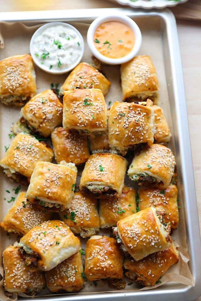 Ricotta-Gehakt Bladerdeeghapjes eindresultaat Kookmutsjes