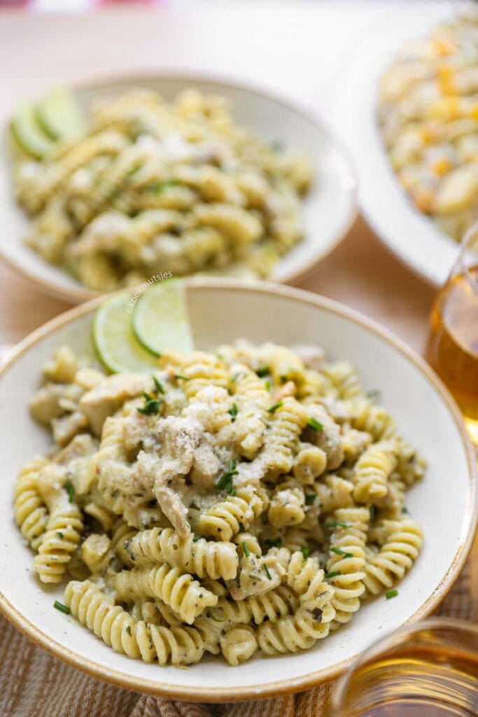 Spirelli met Kip Pesto eindresultaat Kookmutsjes