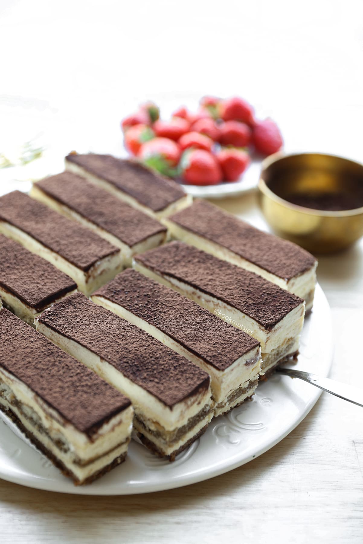 Tiramisu Cheesecake Gebakjes eindresultaat van Kookmutsjes