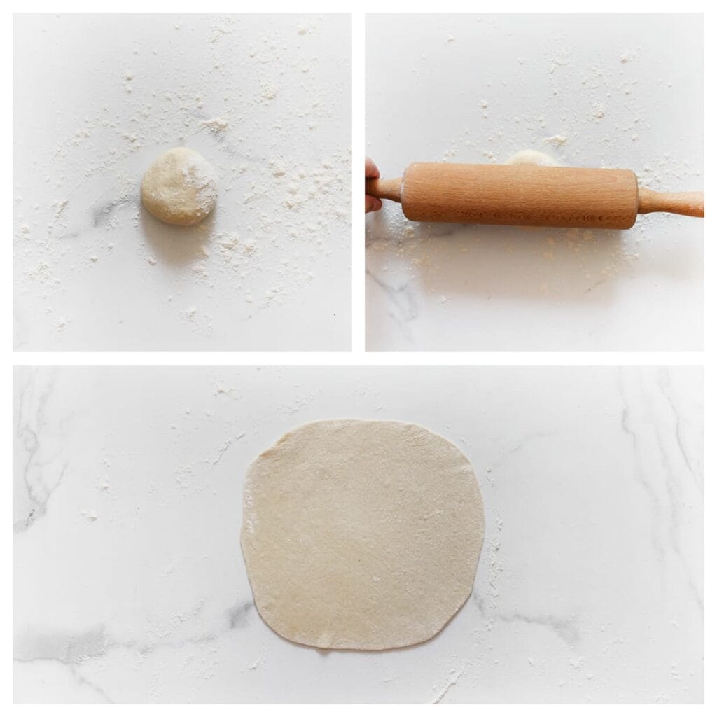 Rol elke bol uit tot een platte cirkel. Herhaal dit met de overige bollen.