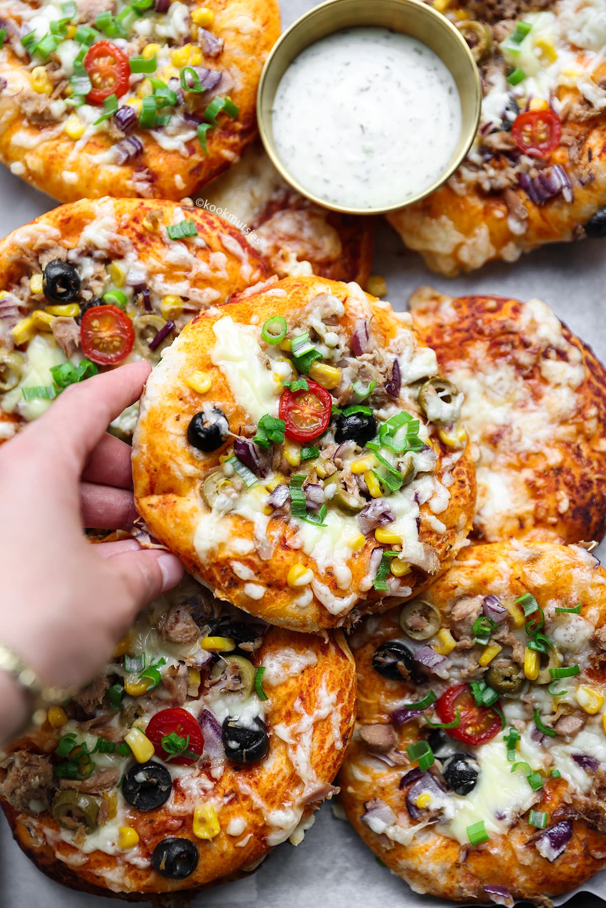Gevulde Mini Pizza's met Tonijn eindresultaat Kookmutsjes