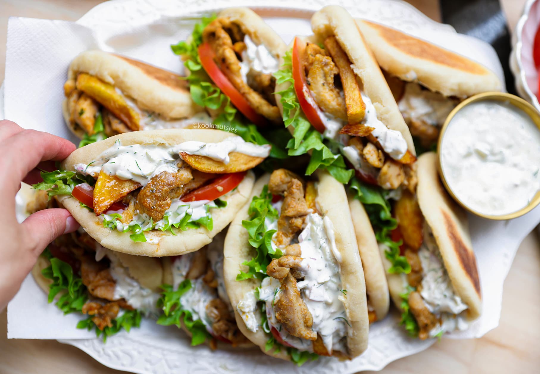 Griekse broodjes met kip Kookmutsjes