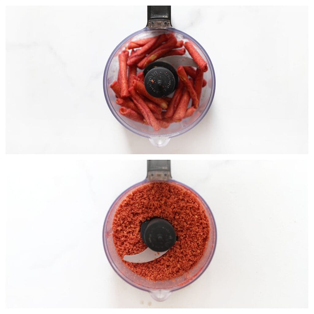 Maal 60 gr Takis fijn in een hakmolen.