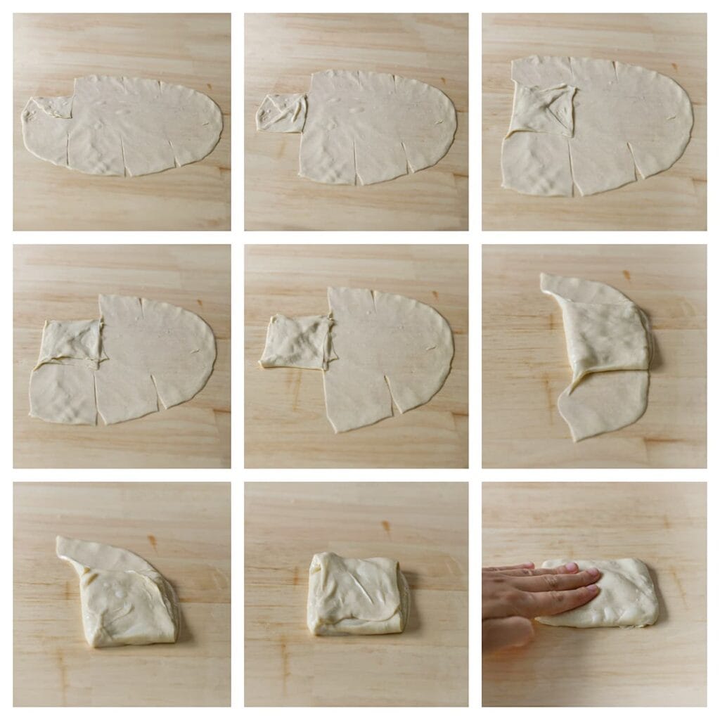 Deeg invouwen tot een pakketje