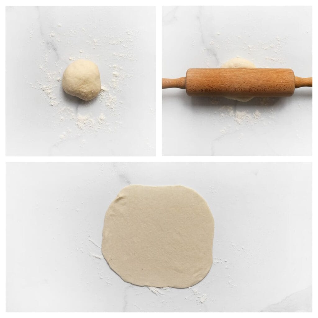 Rol een bol uit tot een dunne, vierkante lap.