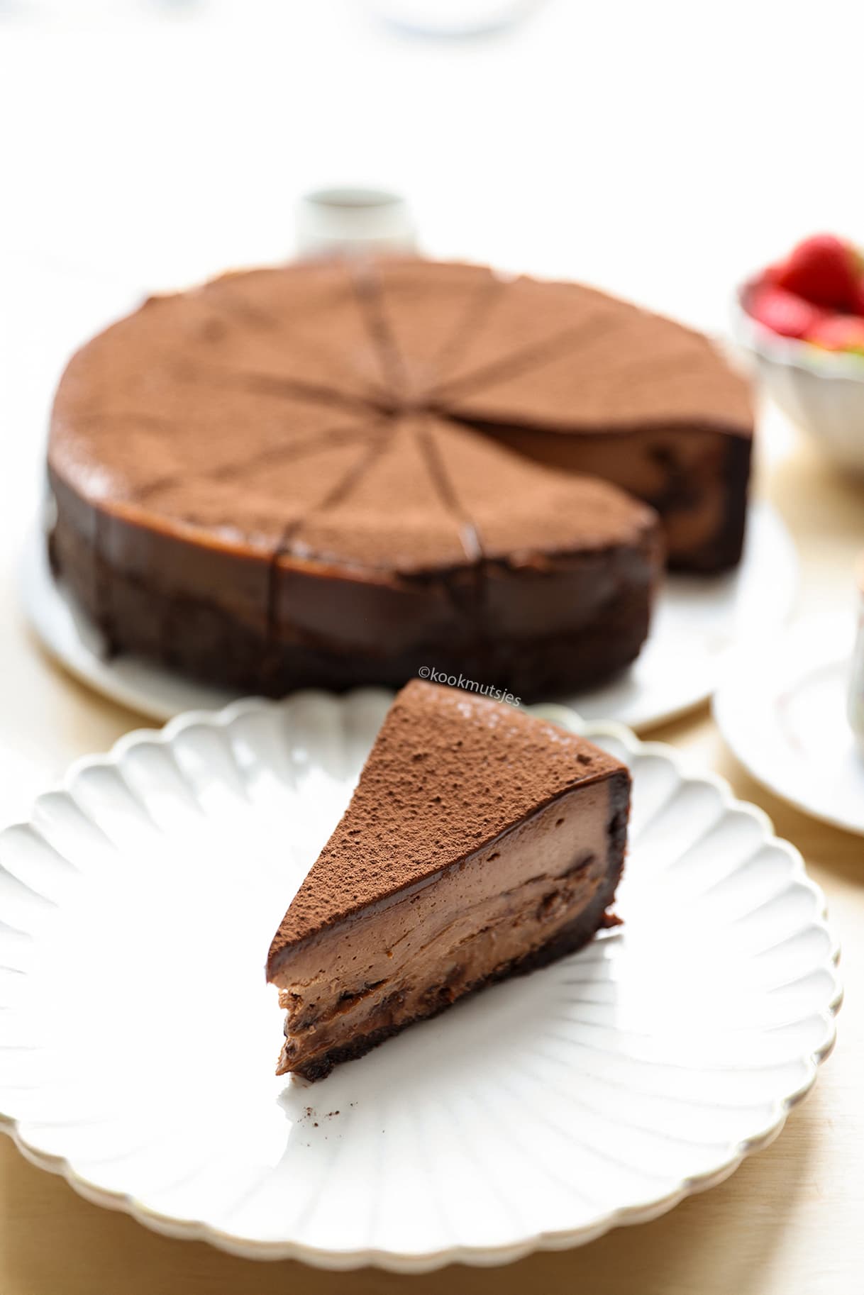 Brownie Cheesecake eindresultaat van Kookmutsjes